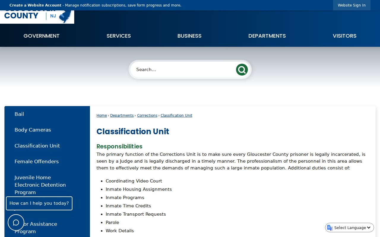 Gloucester County arrest classification and Salem admission notice