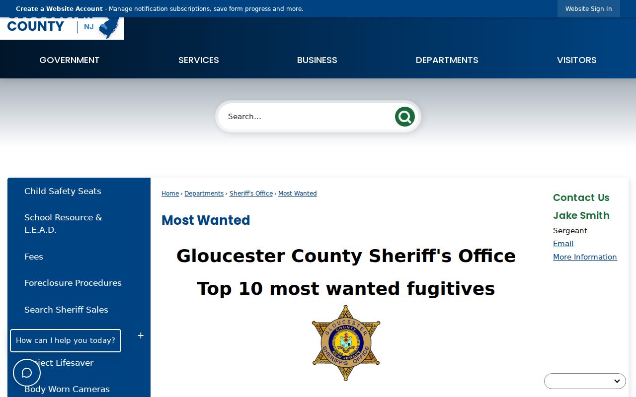 Gloucester County criminal history most wanted dashboard